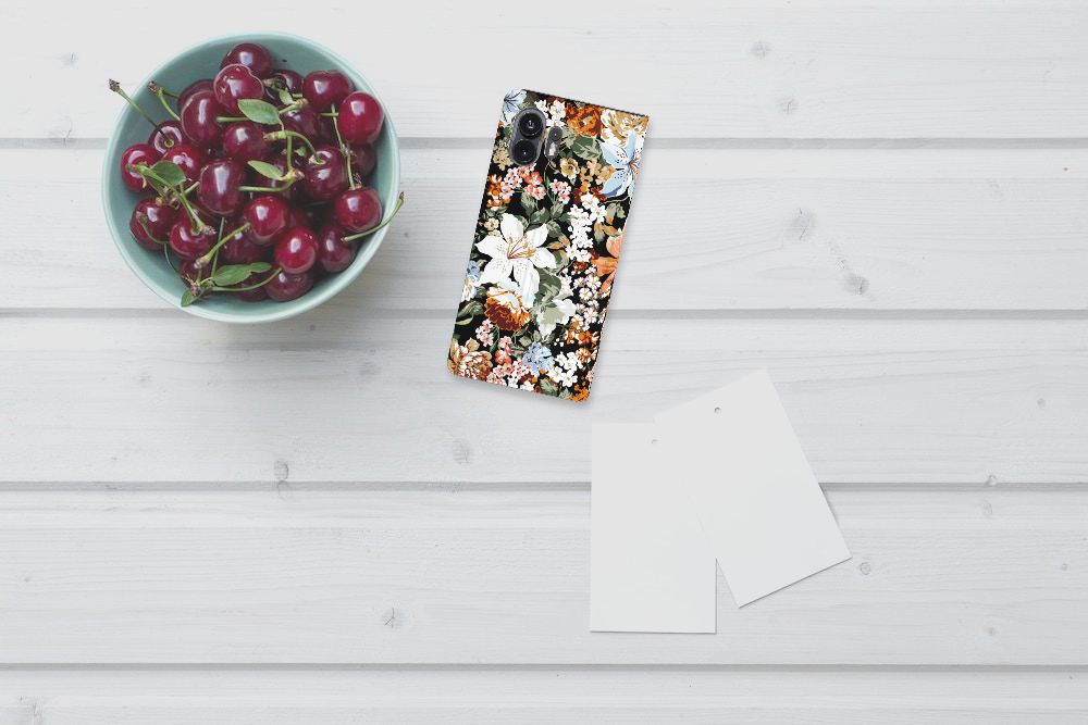 Smart Cover voor Nothing Phone (2) Dark Flowers bloemen design bovenaanzicht