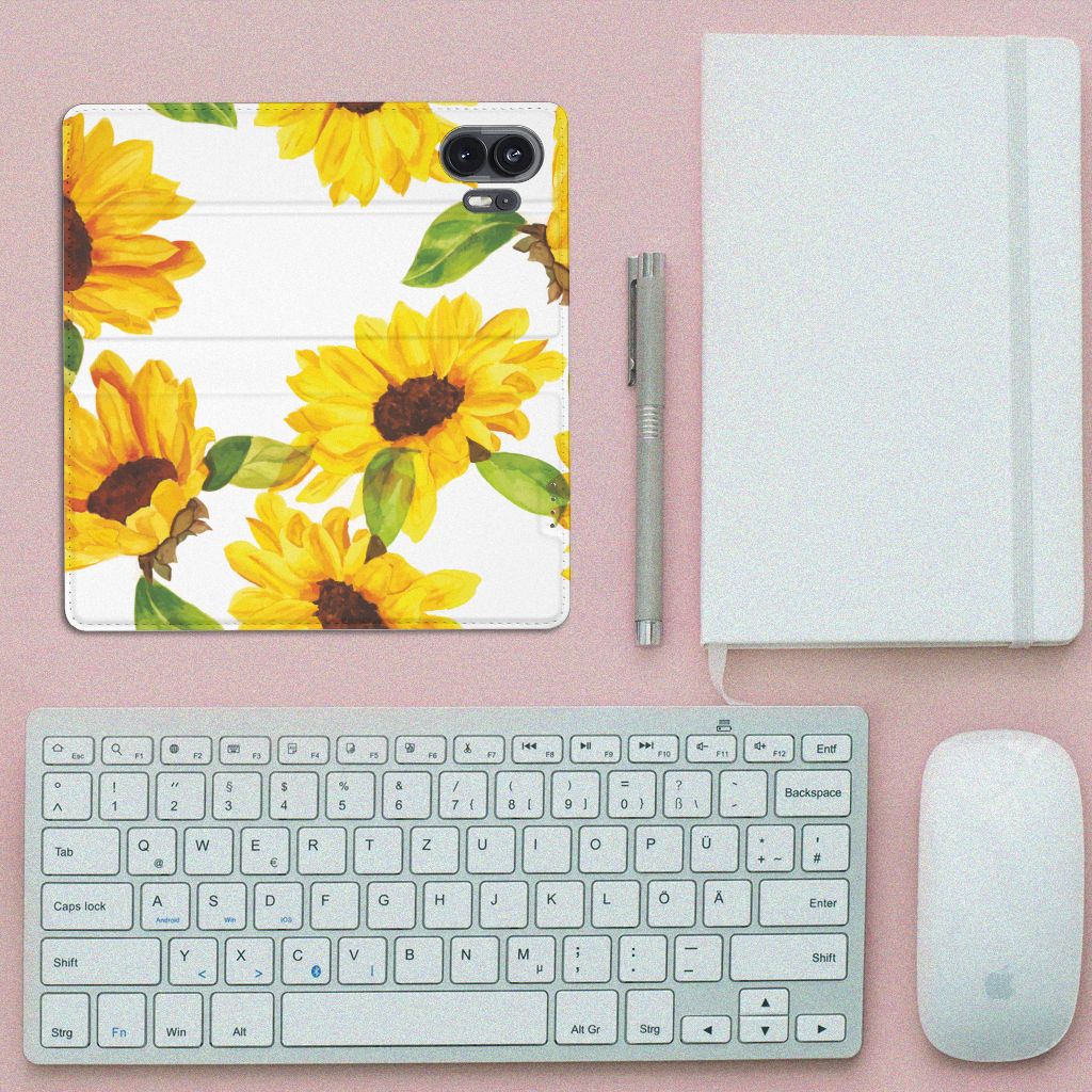 Smart Cover voor Nothing Phone (2) Zonnebloemen topview design zonnebloemen