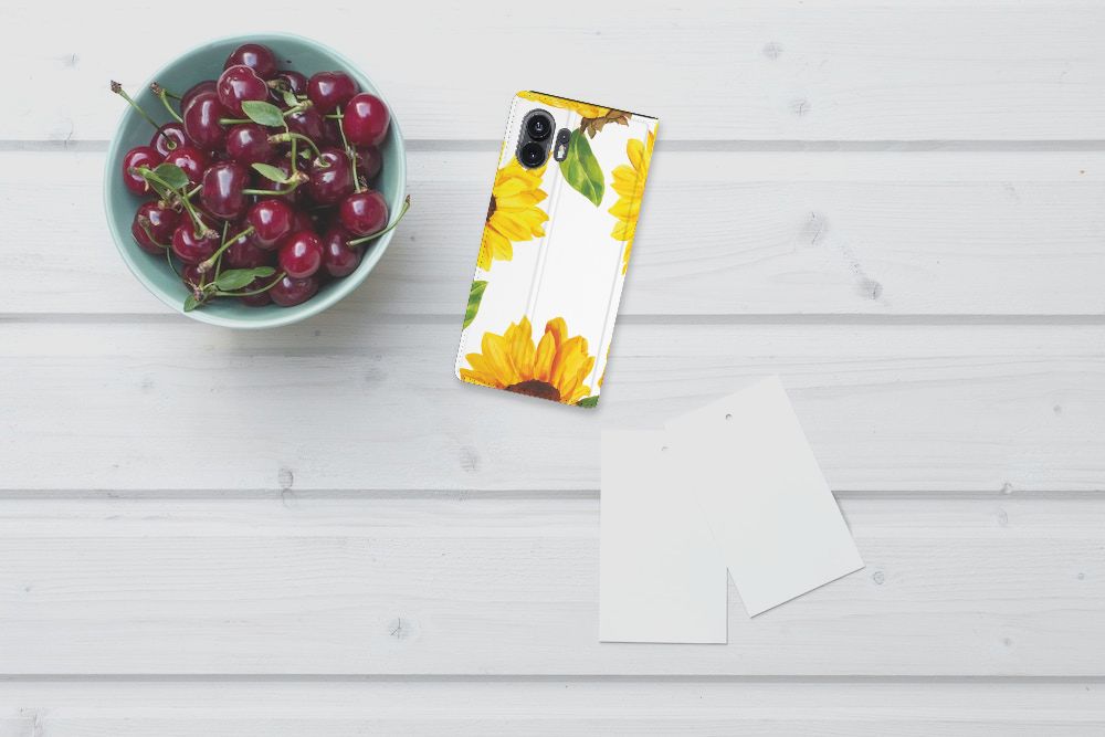 Smart Cover voor Nothing Phone (2) Zonnebloemen design bovenaanzicht