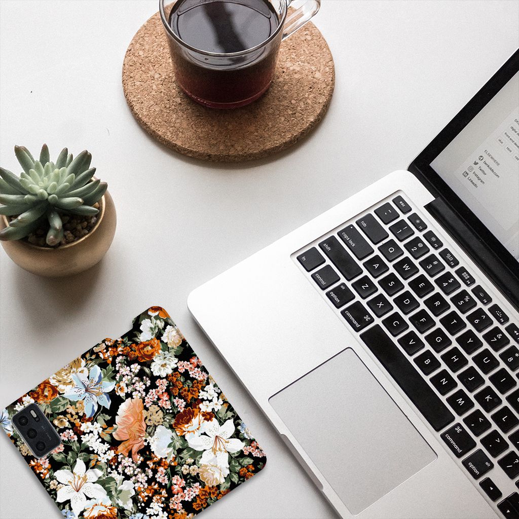 Smart Cover voor OPPO A54s | A16 | A16s Dark Flowers - B2C Telecom