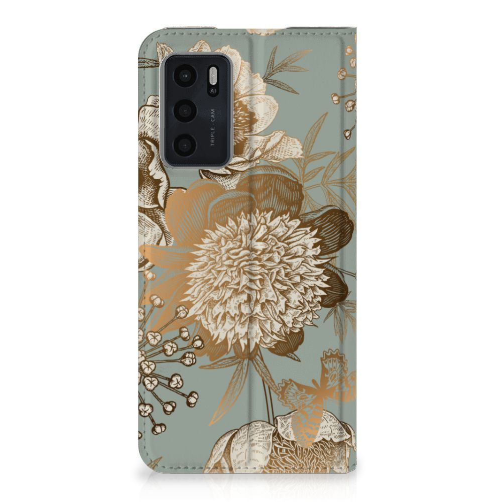 Smart Cover voor OPPO A54s | A16 | A16s Vintage Bird Flowers - B2C Telecom
