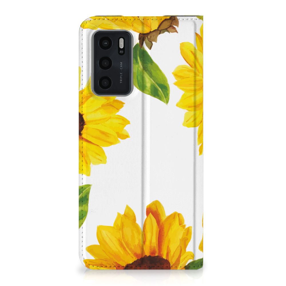 Smart Cover voor OPPO A54s | A16 | A16s Zonnebloemen - B2C Telecom