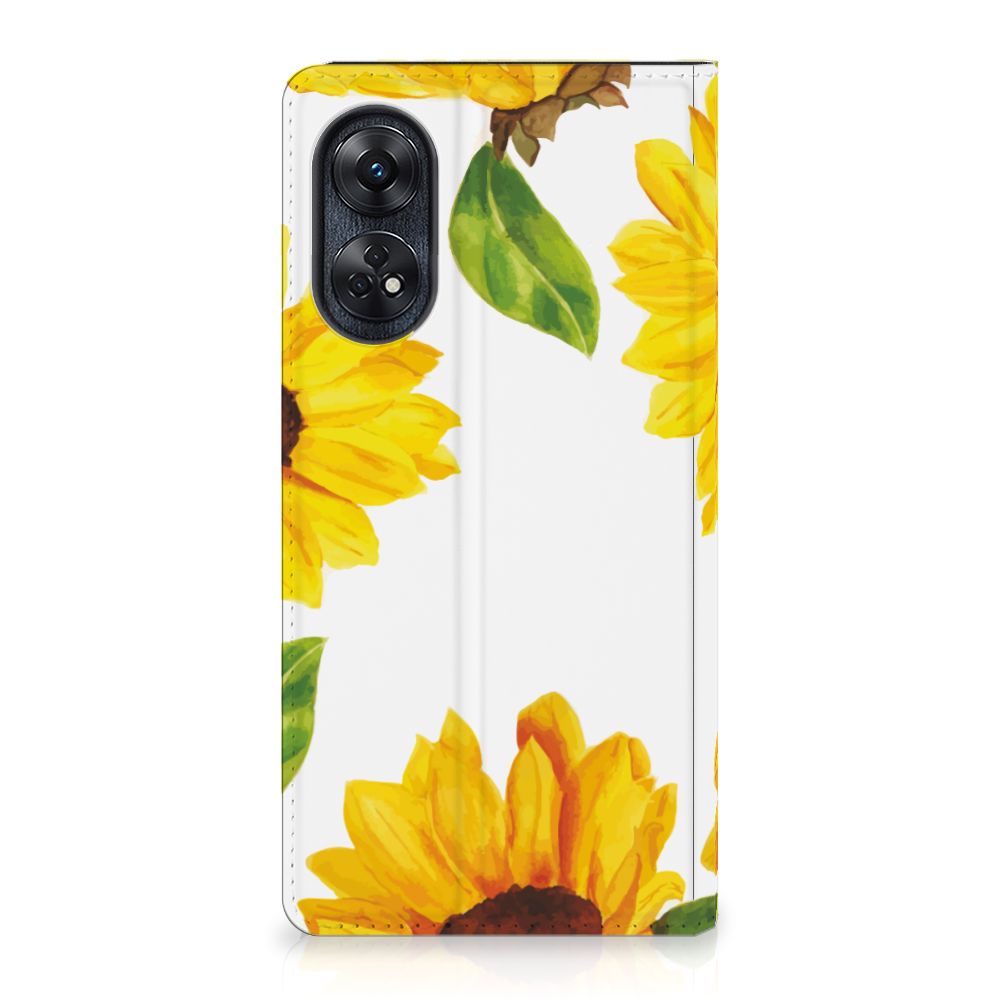 OPPO Reno8 T 4G Smart Cover Zonnebloemen voorzijde