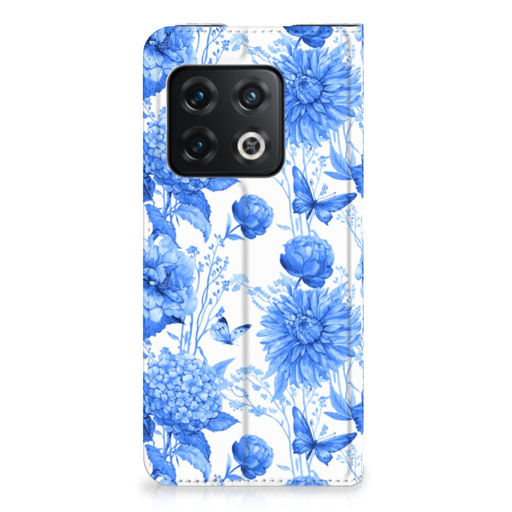 OnePlus 10 Pro Smart Cover Flowers Blue design voorkant