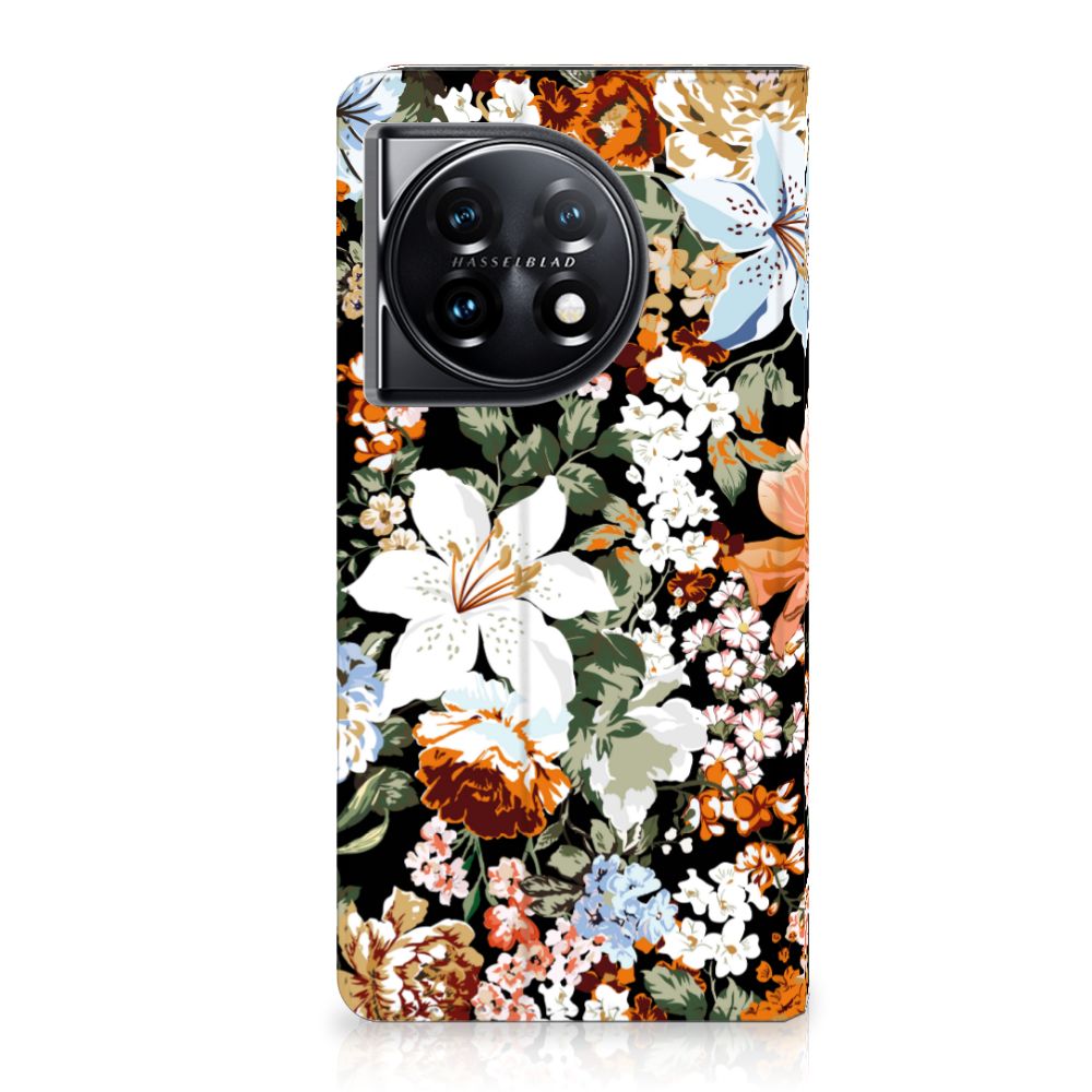 OnePlus 11 Smart Cover Dark Flowers vooraanzicht
