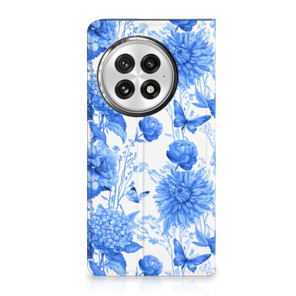 OnePlus 13 Smart Cover Flowers Blue voorkant