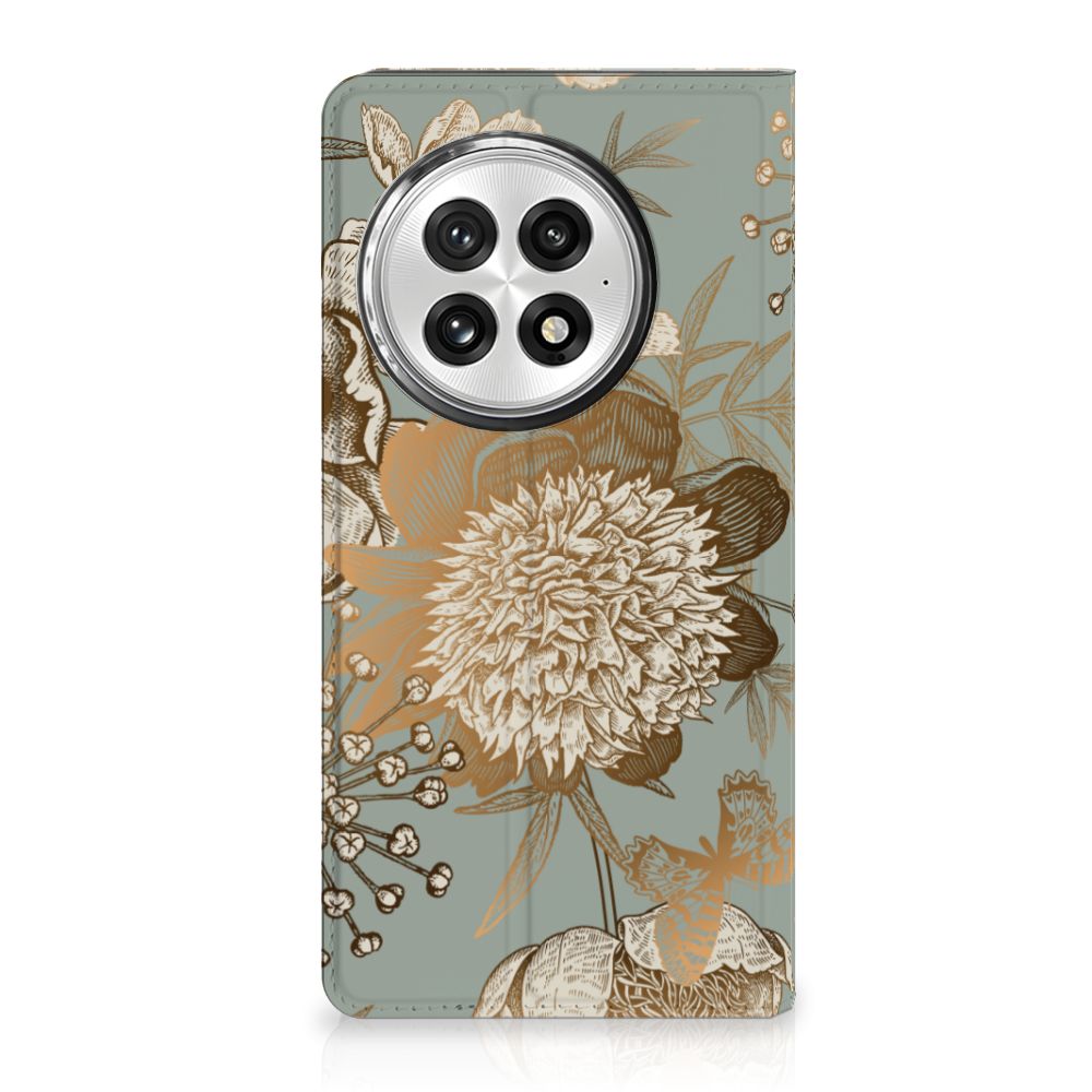 OnePlus 13 Smart Cover Vintage Bird Flowers voorkant