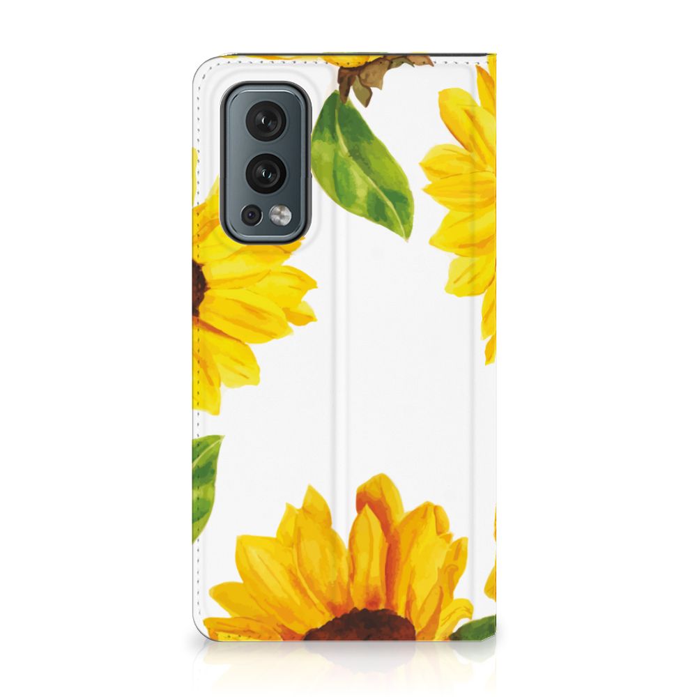 Smart Cover voor OnePlus Nord 2 5G Zonnebloemen zonnebloemen hoesje voorkant
