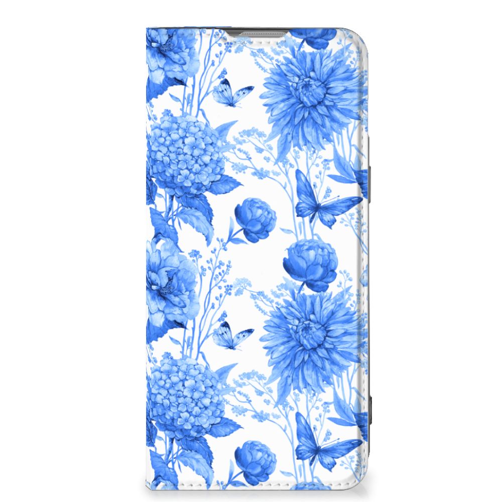 OnePlus Nord 2T Smart Cover Flowers Blue voorzijde