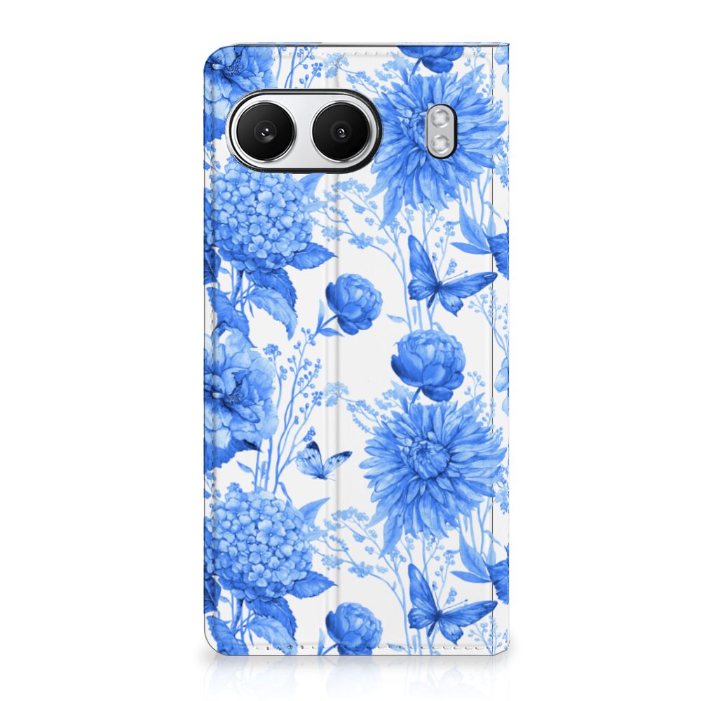 OnePlus Nord 4 Smart Cover Flowers Blue voorzijde