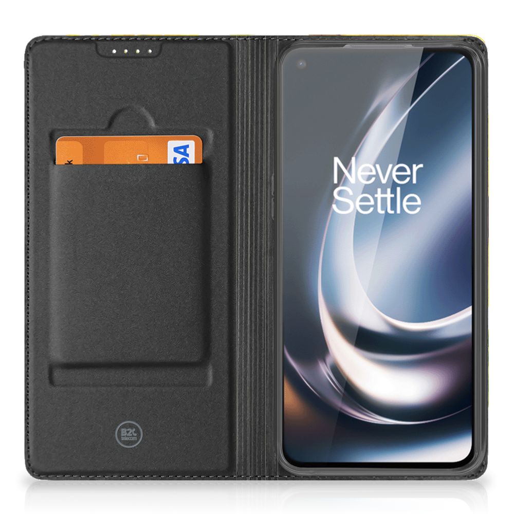 Smart Cover voor OnePlus Nord CE 2 Lite 5G Zonnebloemen binnenkant pasje