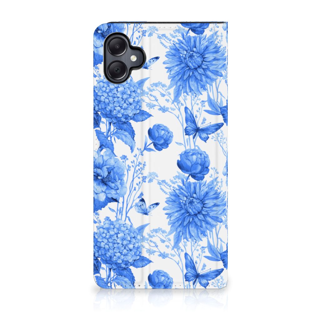 Samsung Galaxy A05 Smart Cover Flowers Blue voorkant
