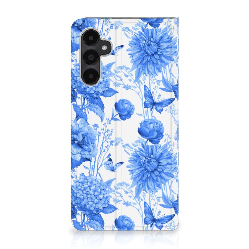 Samsung Galaxy A05s Smart Cover Flowers Blue voorzijde