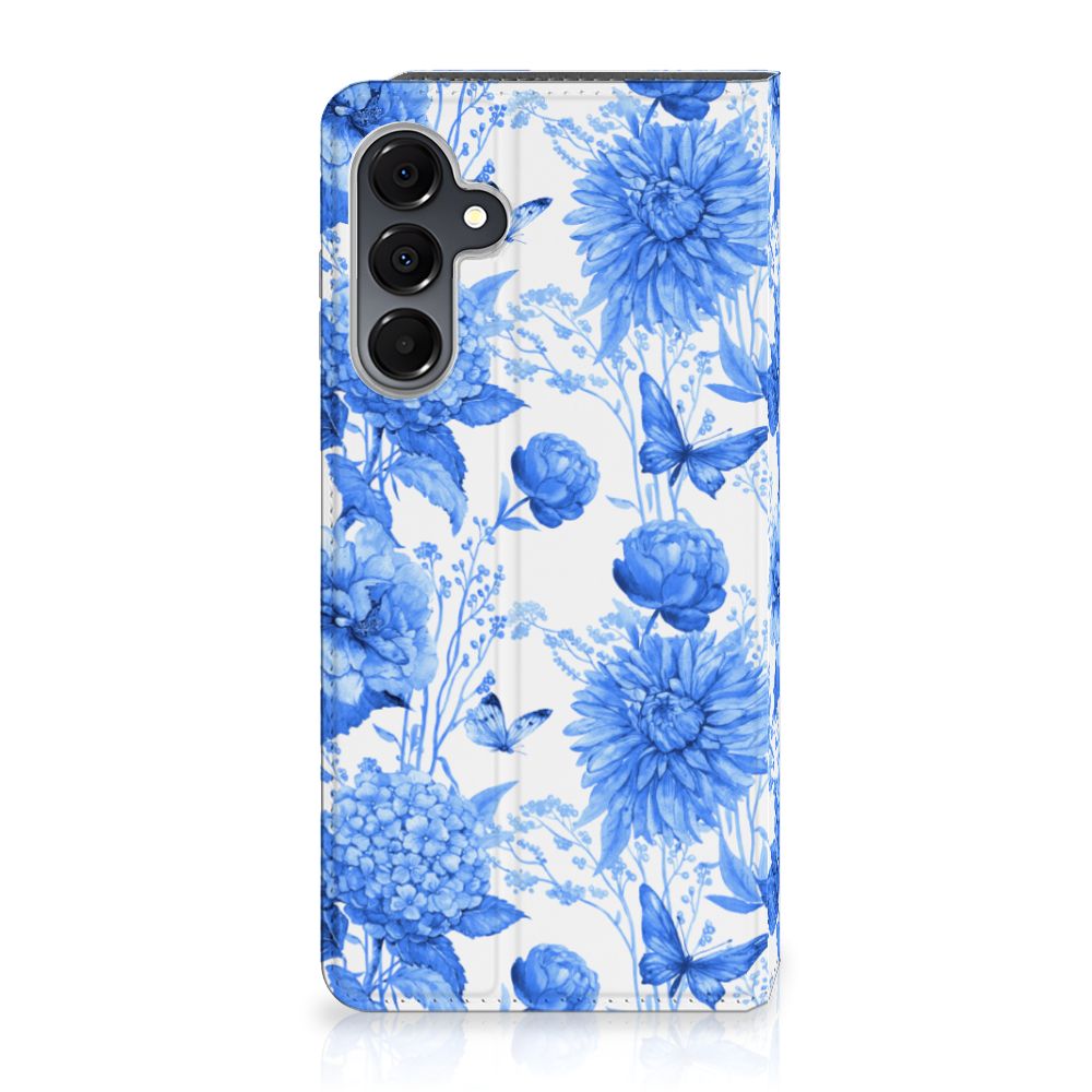 Samsung Galaxy A16 5G/4G Smart Cover Flowers Blue voorkant
