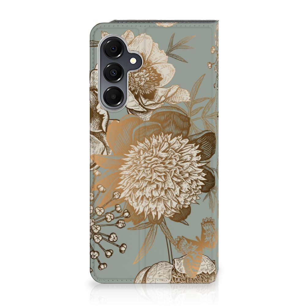 Samsung Galaxy A16 5G/4G Smart Cover Vintage Bird Flowers voorkant