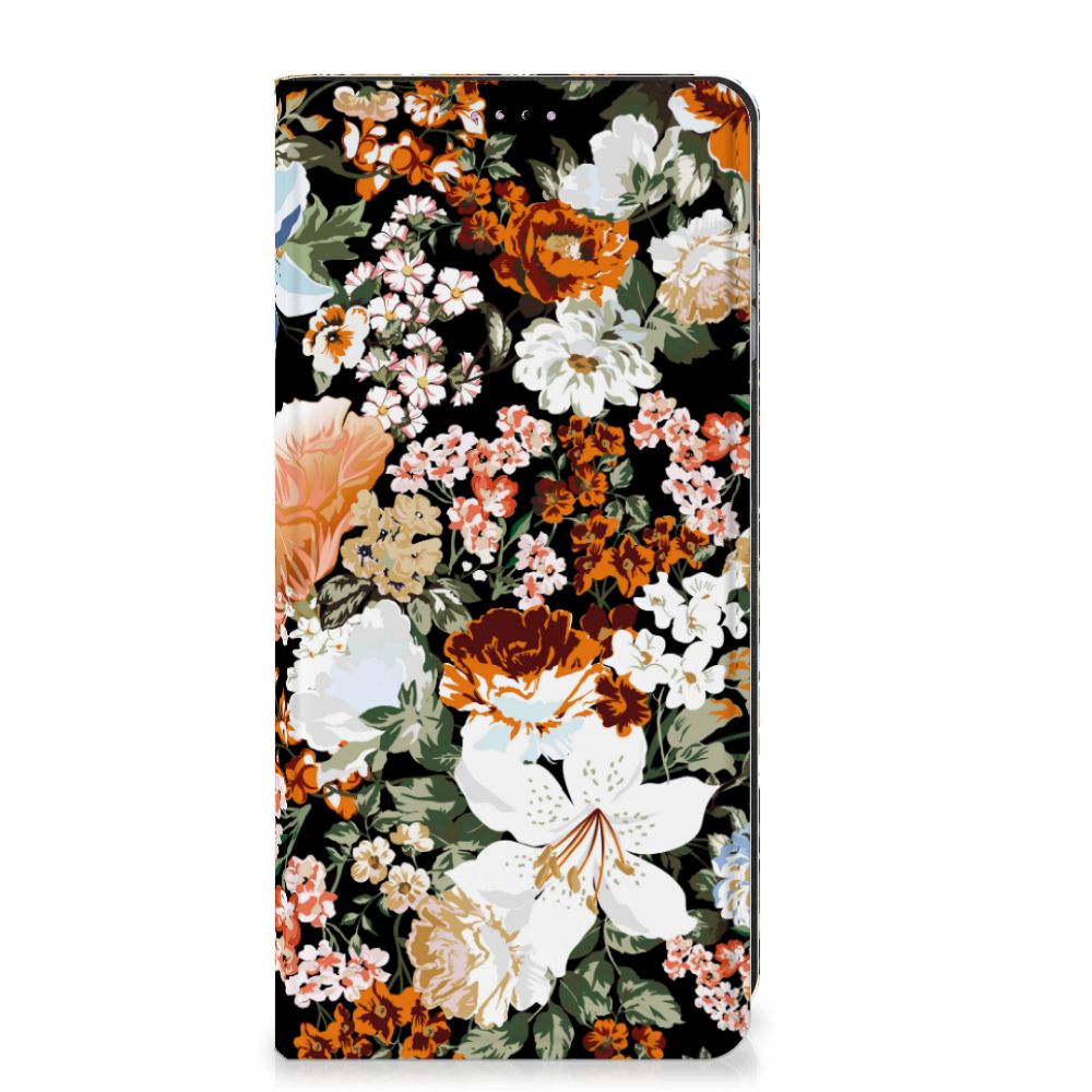 Samsung Galaxy A25 Smart Cover Dark Flowers voorzijde