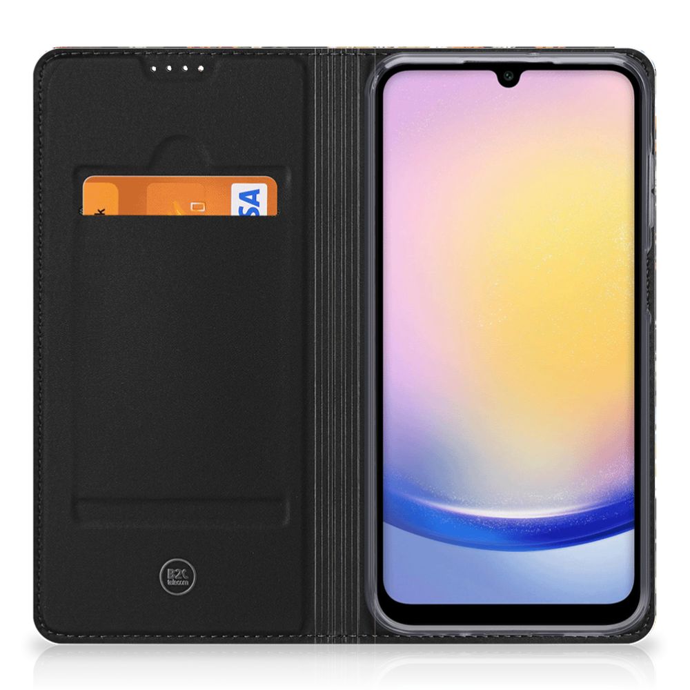 Samsung Galaxy A25 Smart Cover Dark Flowers voorzijde