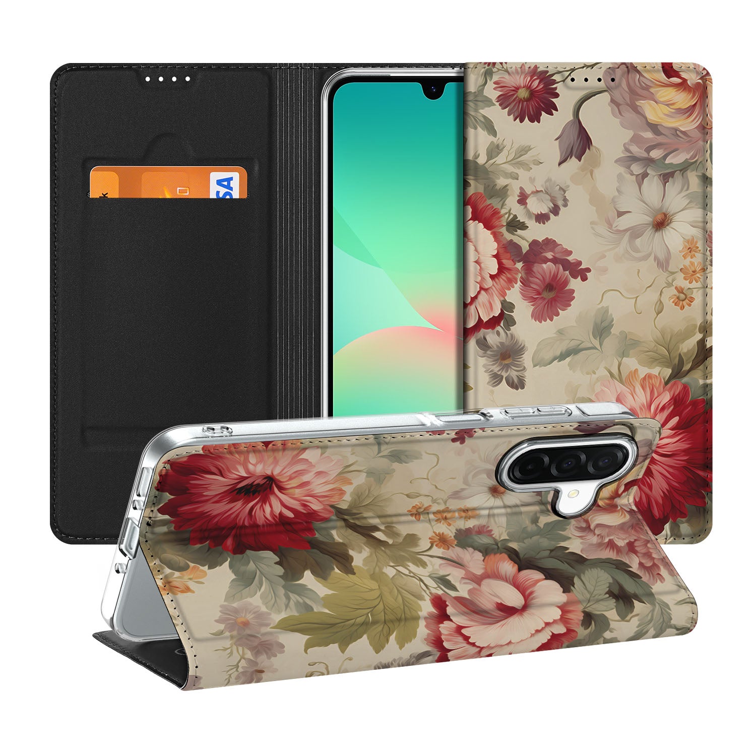 Samsung Galaxy A26 Smart Cover Bloemen voorkant binnenkant
