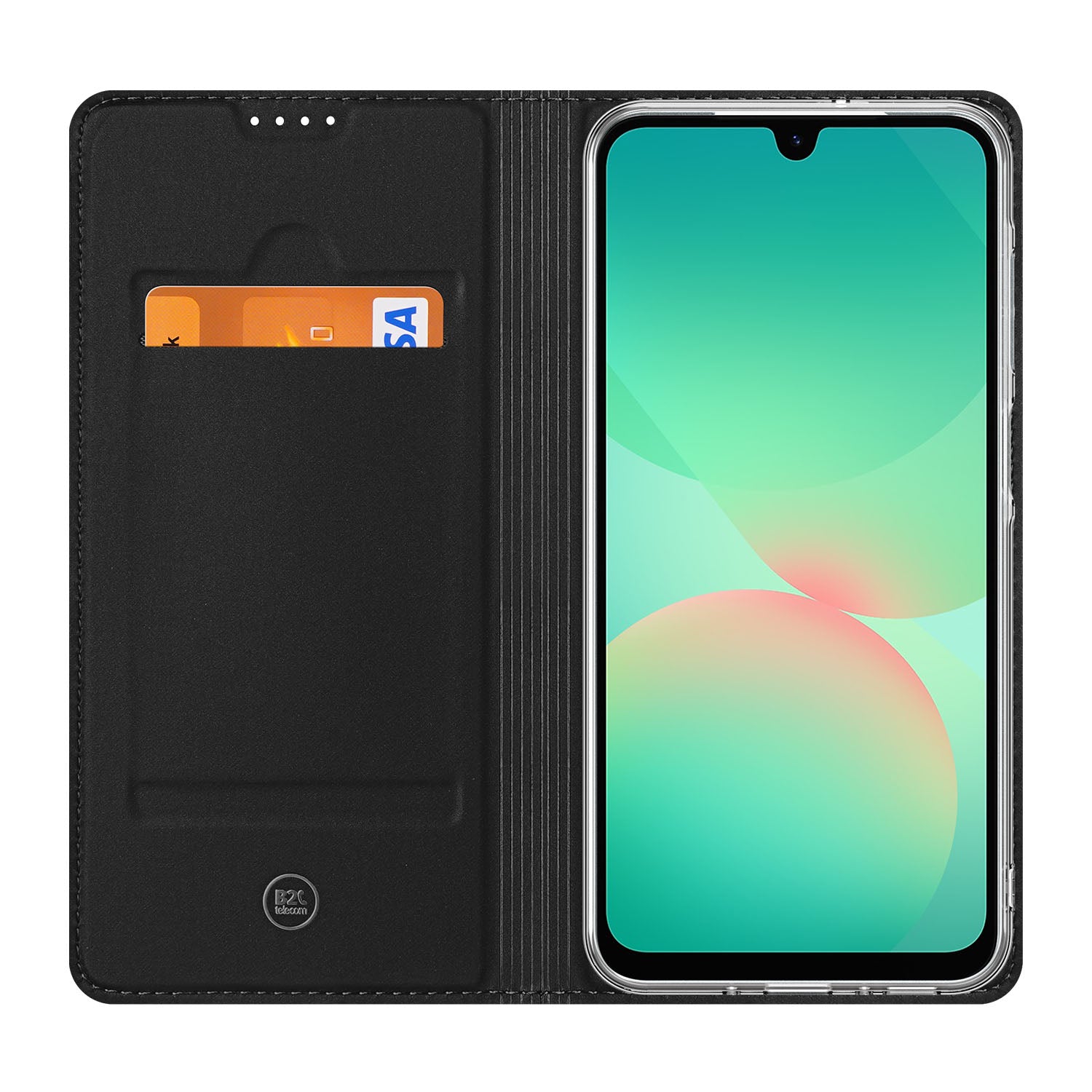 Samsung Galaxy A26 Smart Cover Dark Flowers binnenkant met pasjeshouder zicht