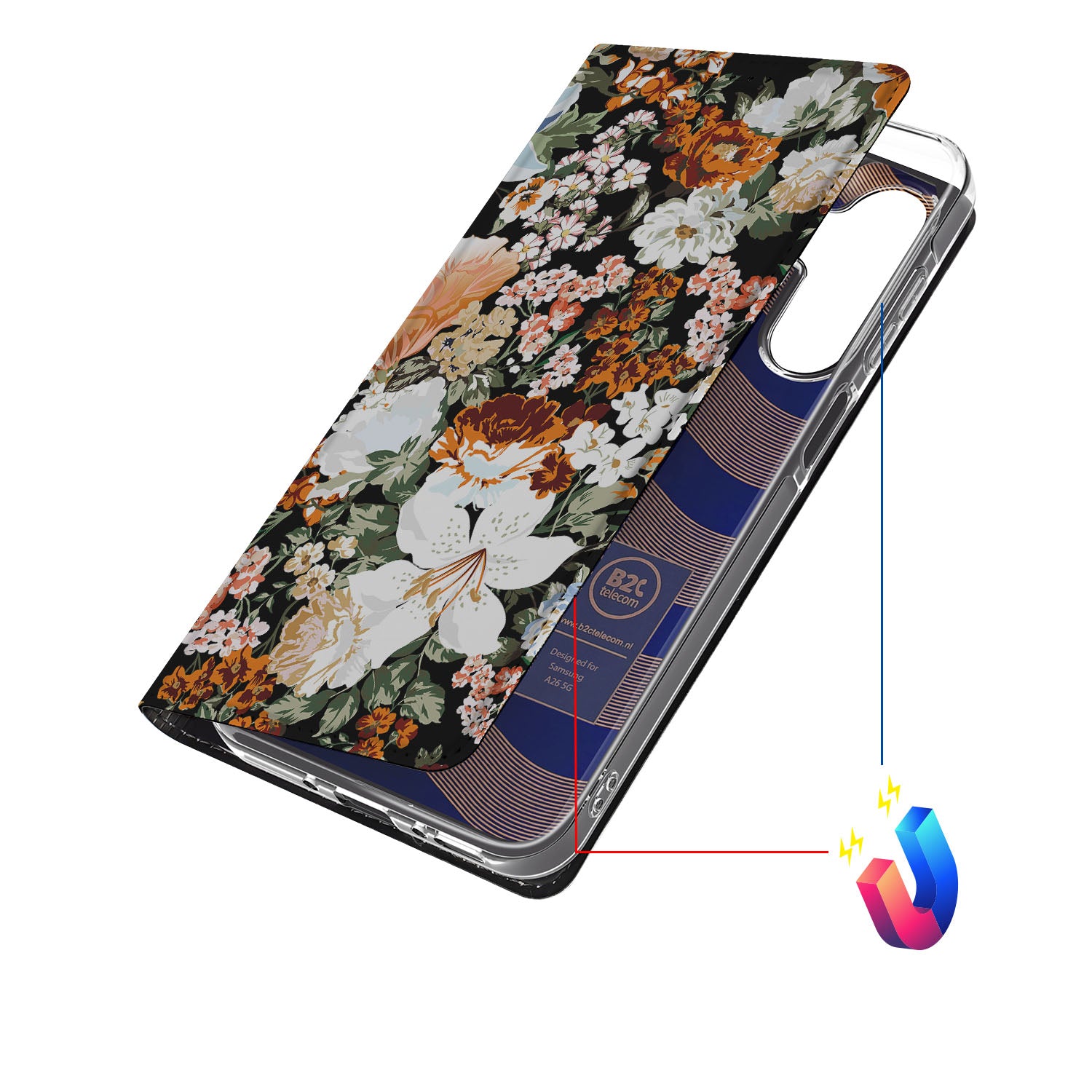 Samsung Galaxy A26 Smart Cover Dark Flowers voorkant