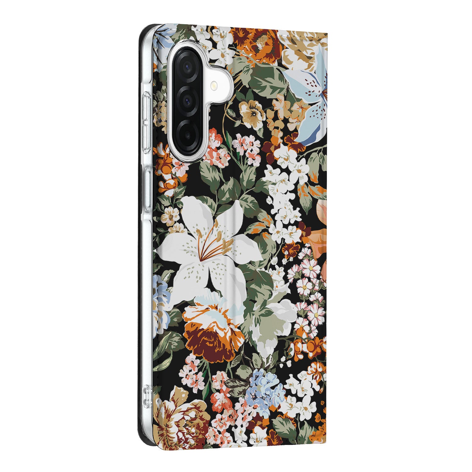 Samsung Galaxy A26 Smart Cover Dark Flowers zij aanzicht