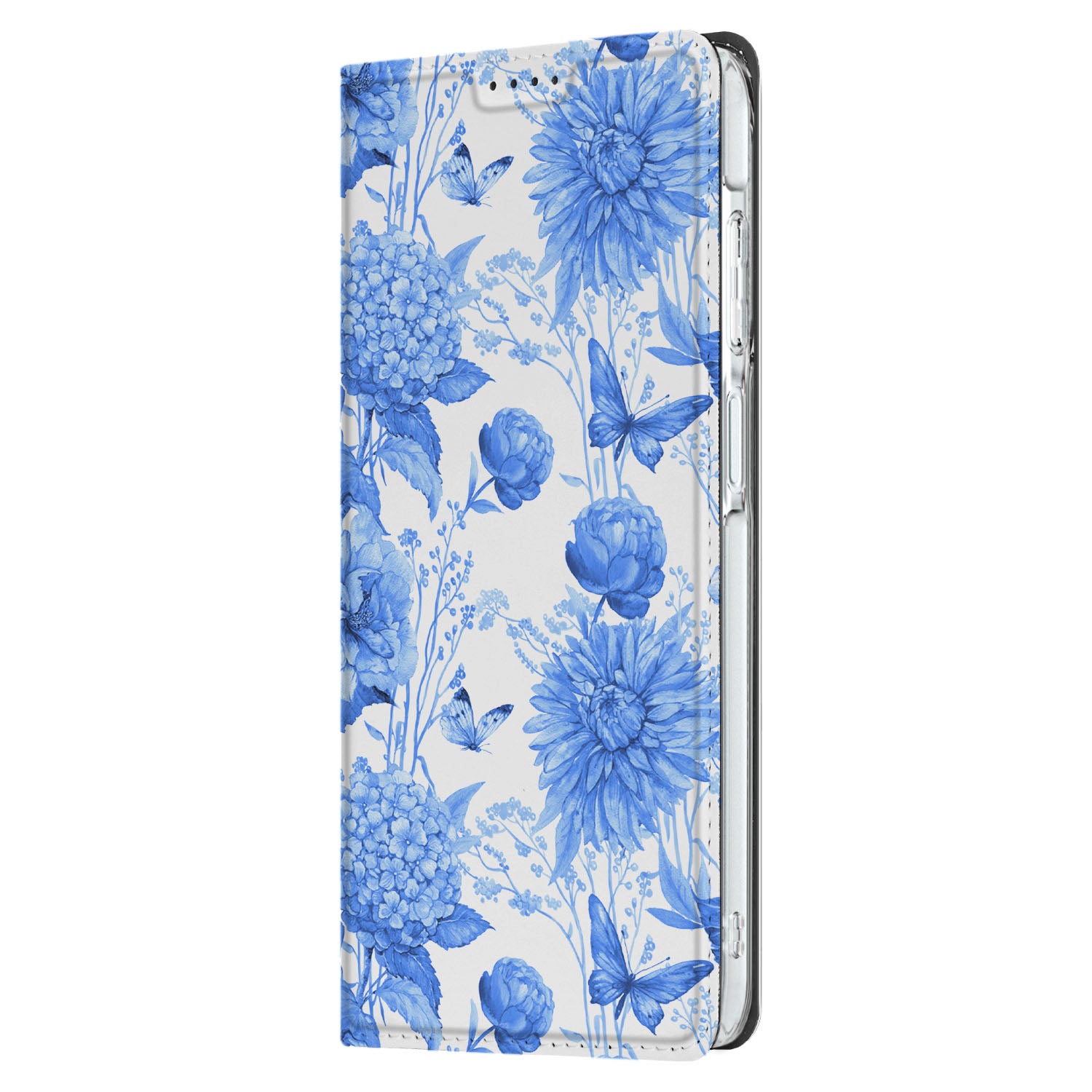 Samsung Galaxy A26 Smart Cover Flowers Blue zijaanzicht