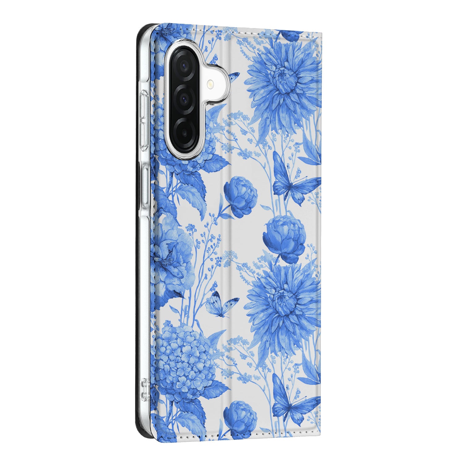 Samsung Galaxy A26 Smart Cover Flowers Blue zijkant
