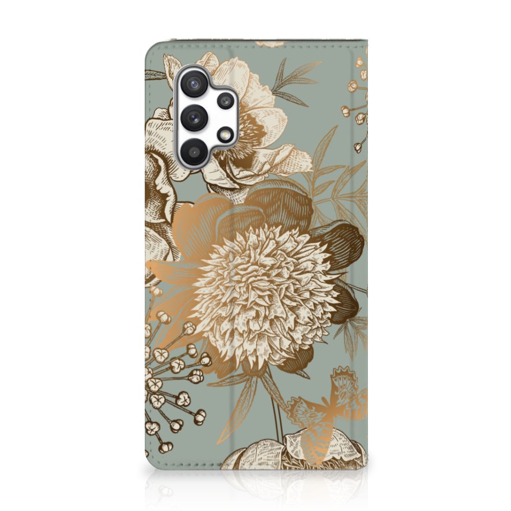 Smart Cover voor Samsung Galaxy A32 4G | A32 5G Enterprise Editie Vintage Bird Flowers Vooraanzicht.