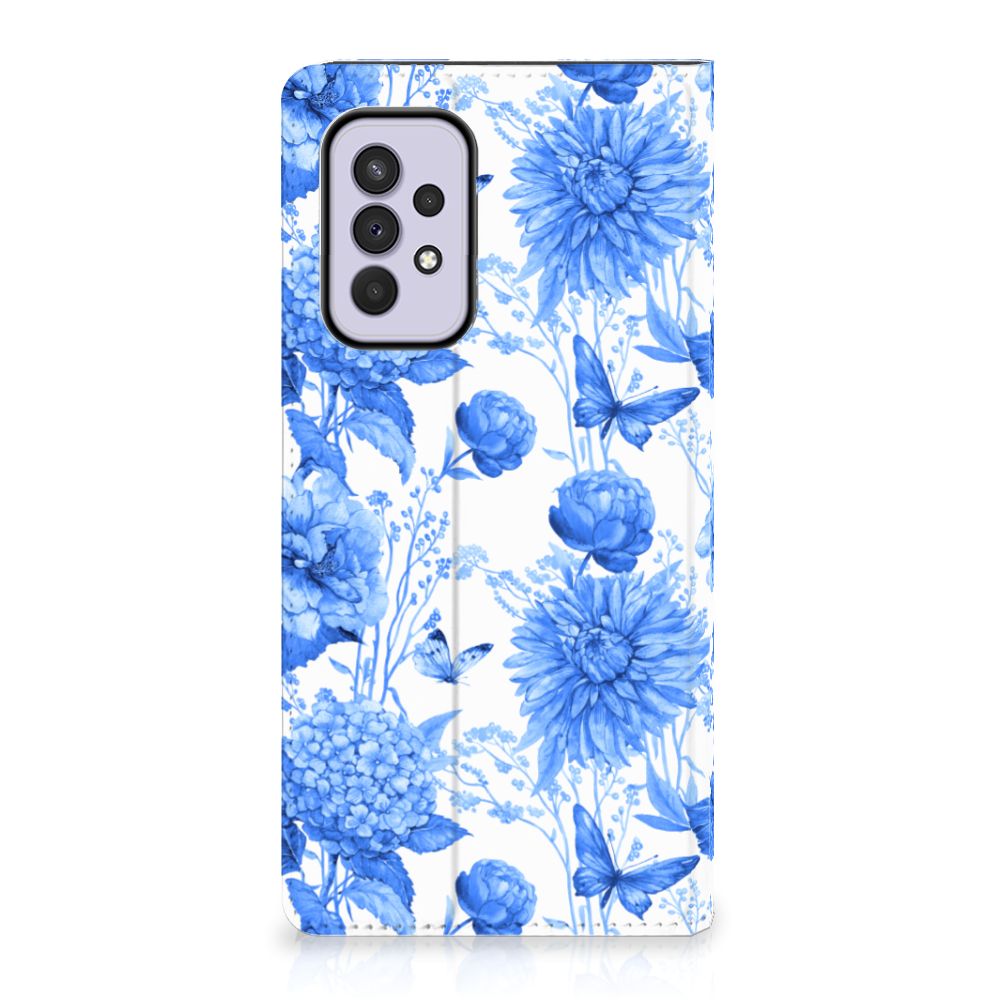 Samsung Galaxy A33 5G Smart Cover Flowers Blue voorzijde