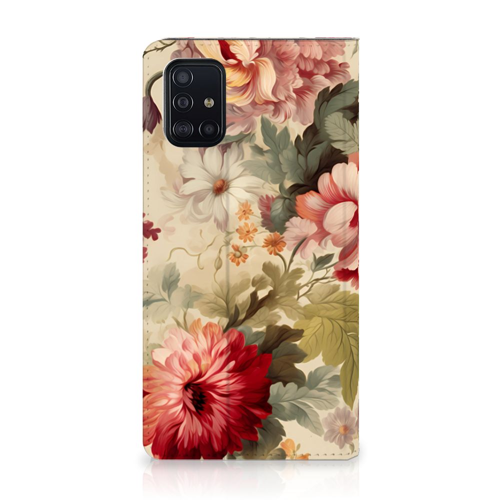 Samsung Galaxy A51 Smart Cover Bloemen voorkant