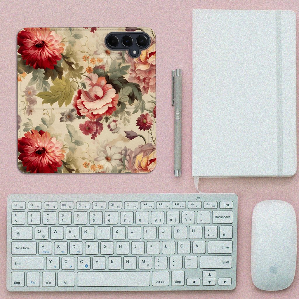 Samsung Galaxy A55 Smart Cover Bloemen bovenaanzicht