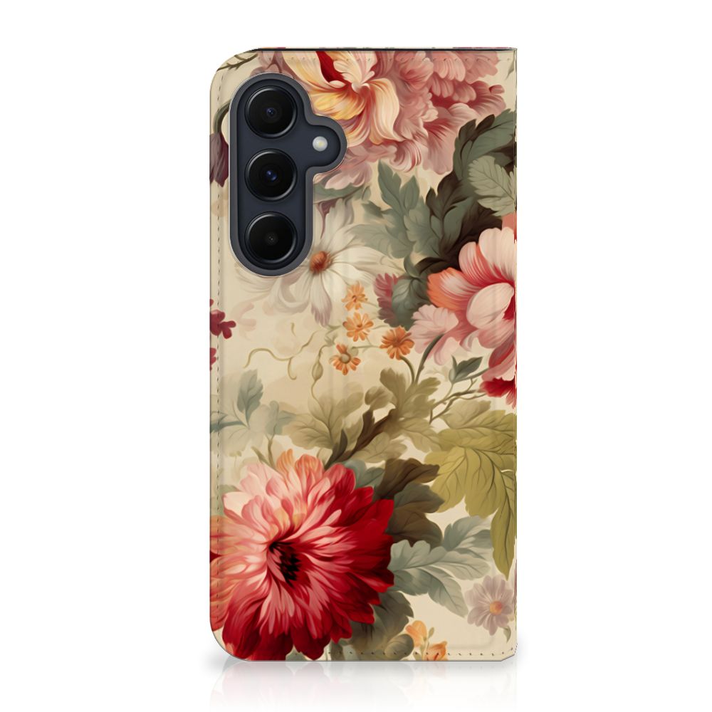 Samsung Galaxy A55 Smart Cover Bloemen voorkant