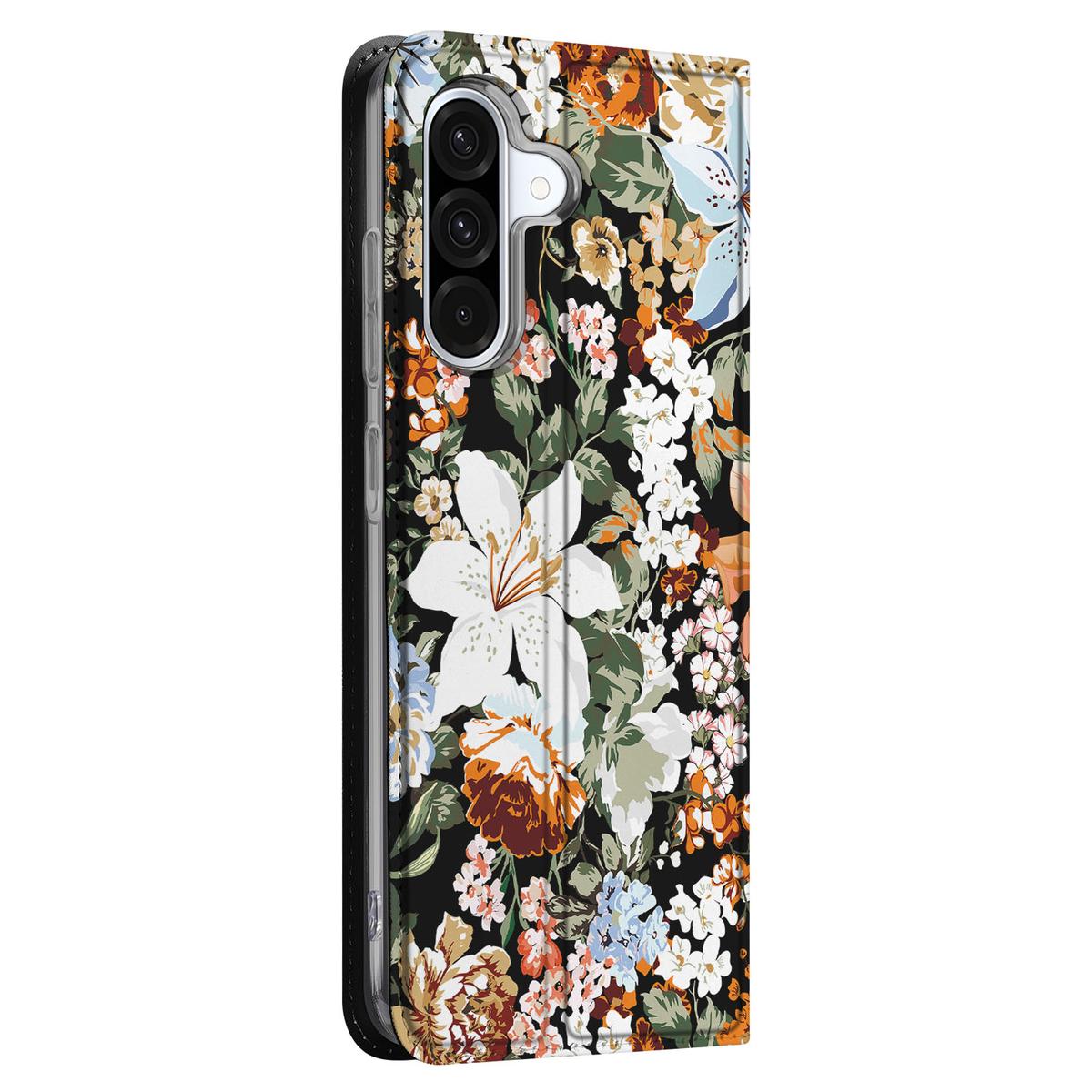 Samsung Galaxy A56 A36 Smart Cover Dark Flowers zijkant