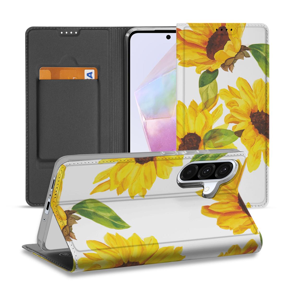 Samsung Galaxy A56 | A36 Smart Cover Zonnebloemen voorkant binnenzijde