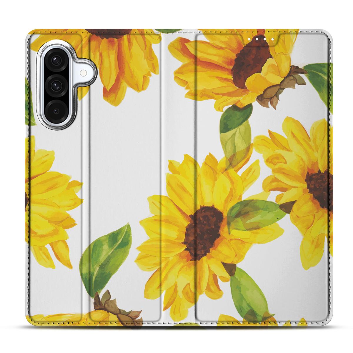 Samsung Galaxy A56 A36 Smart Cover Zonnebloemen design voorkant