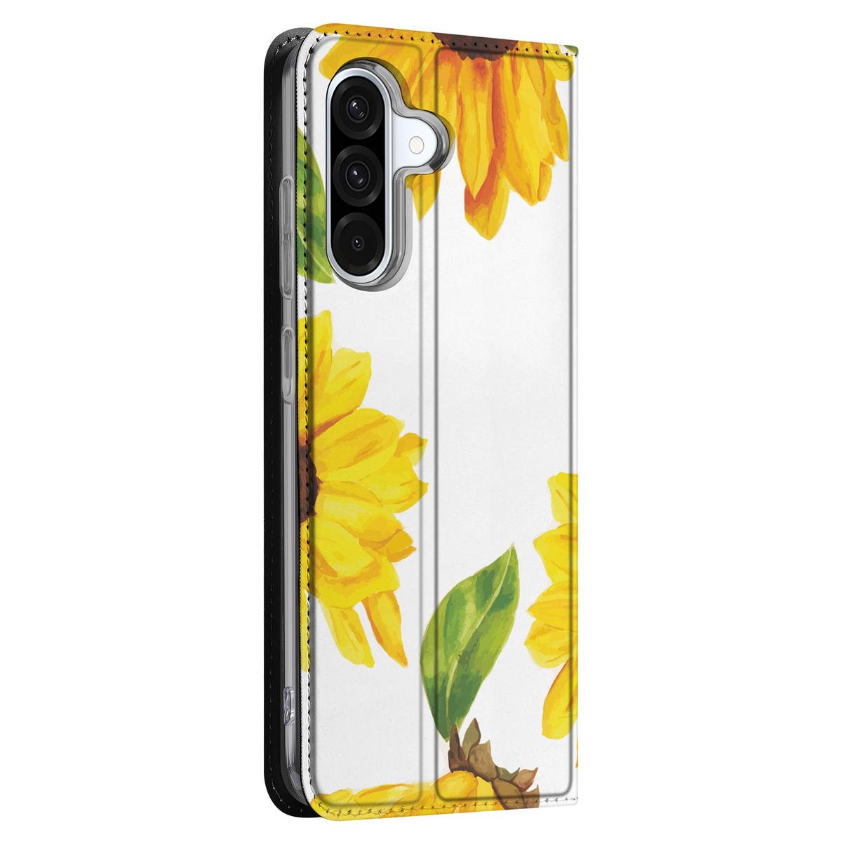 Samsung Galaxy A56 A36 Smart Cover Zonnebloemen zijaanzicht