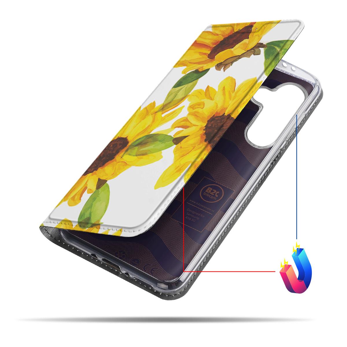 Samsung Galaxy A56 A36 Smart Cover Zonnebloemen aanzicht