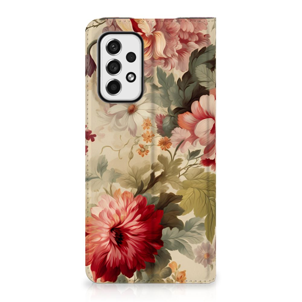 Samsung Galaxy A73 Smart Cover Bloemen voorkant