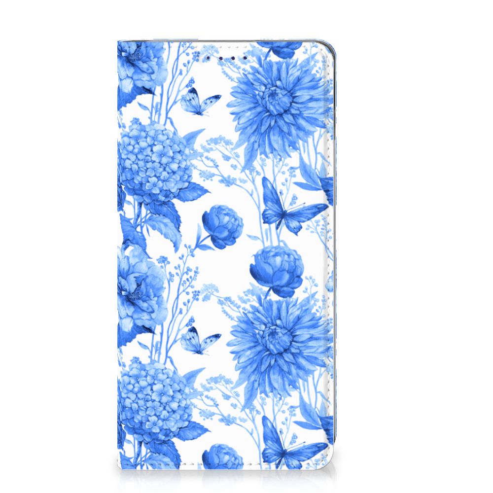 Samsung Galaxy S10 Smart Cover Flowers Blue voorkant