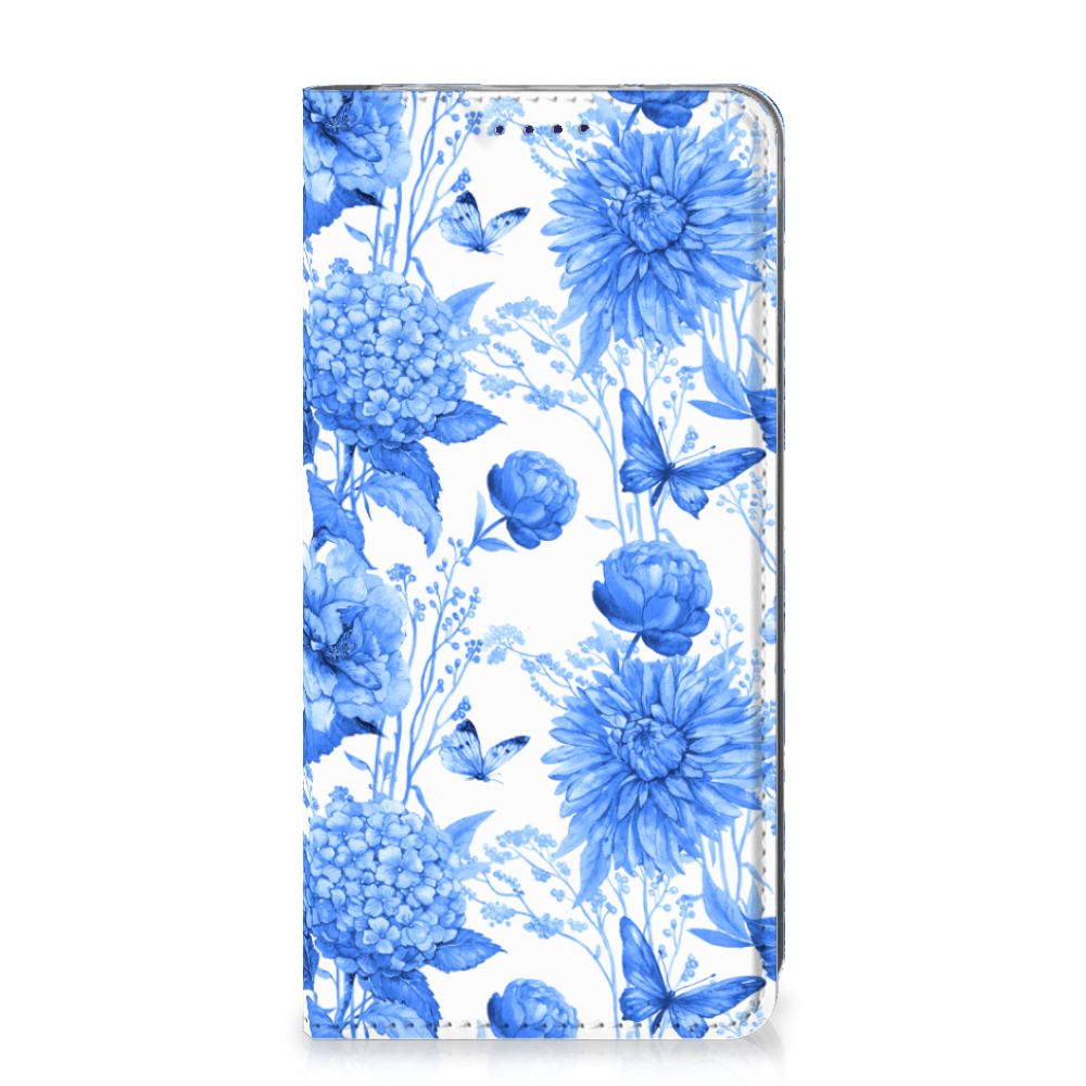 Smart Cover voor Samsung Galaxy S10e Flowers Blue met een betoverend Delftsblauw bloemenontwerp 🌼.