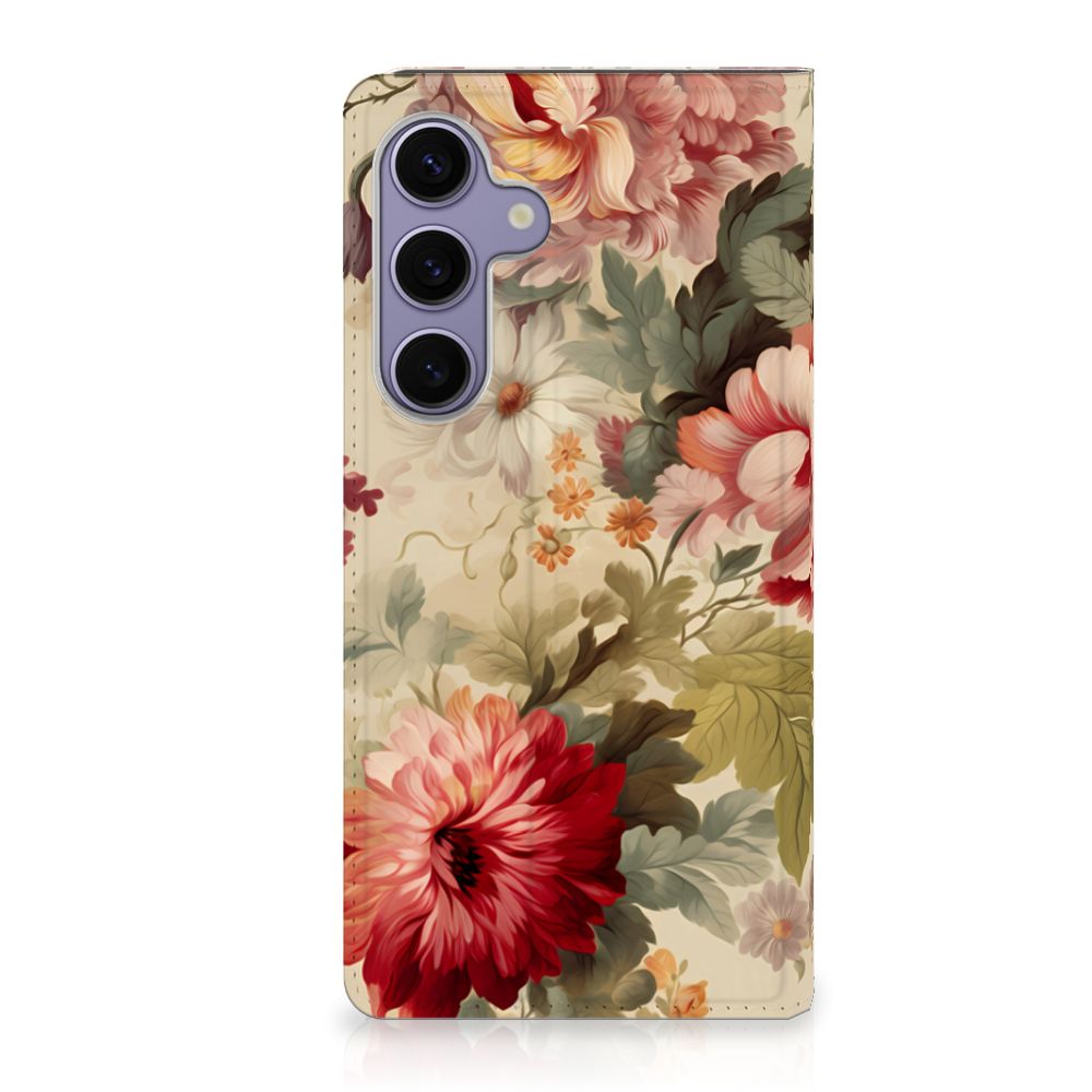 Smart Cover voor Samsung Galaxy S24 Plus Bloemen: prachtig bloemendesign voor bescherming en uitstraling 🌸.