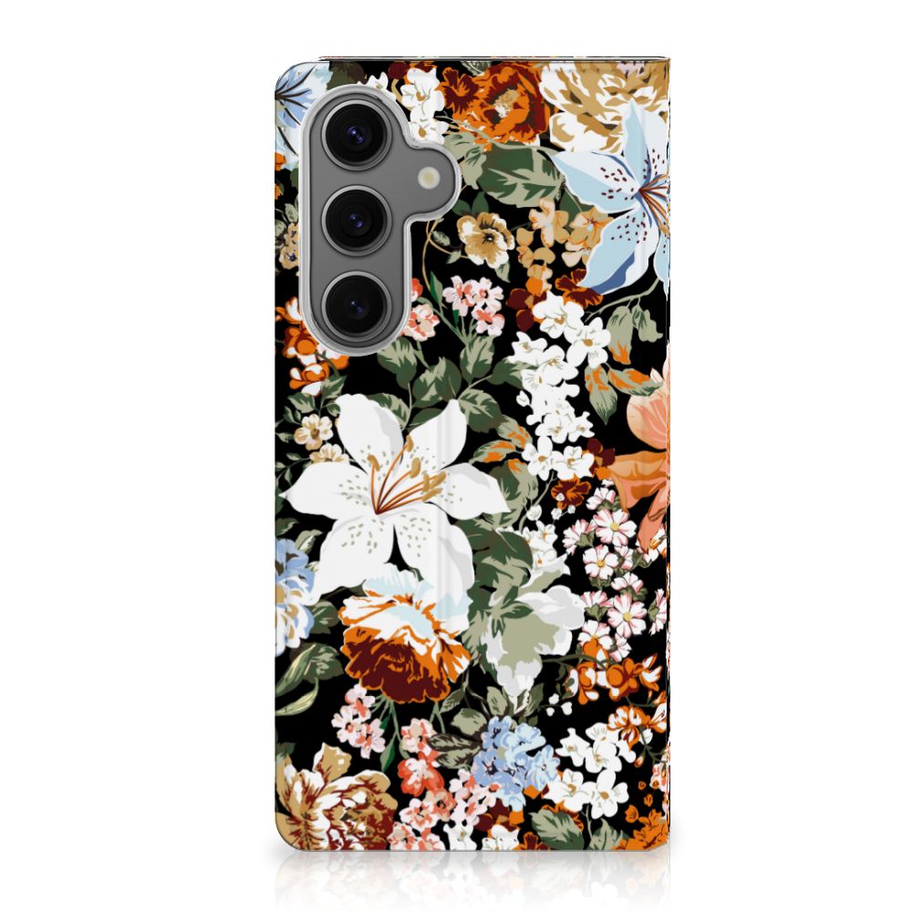 Samsung Galaxy S24FE Smart Cover Dark Flowers voorkant