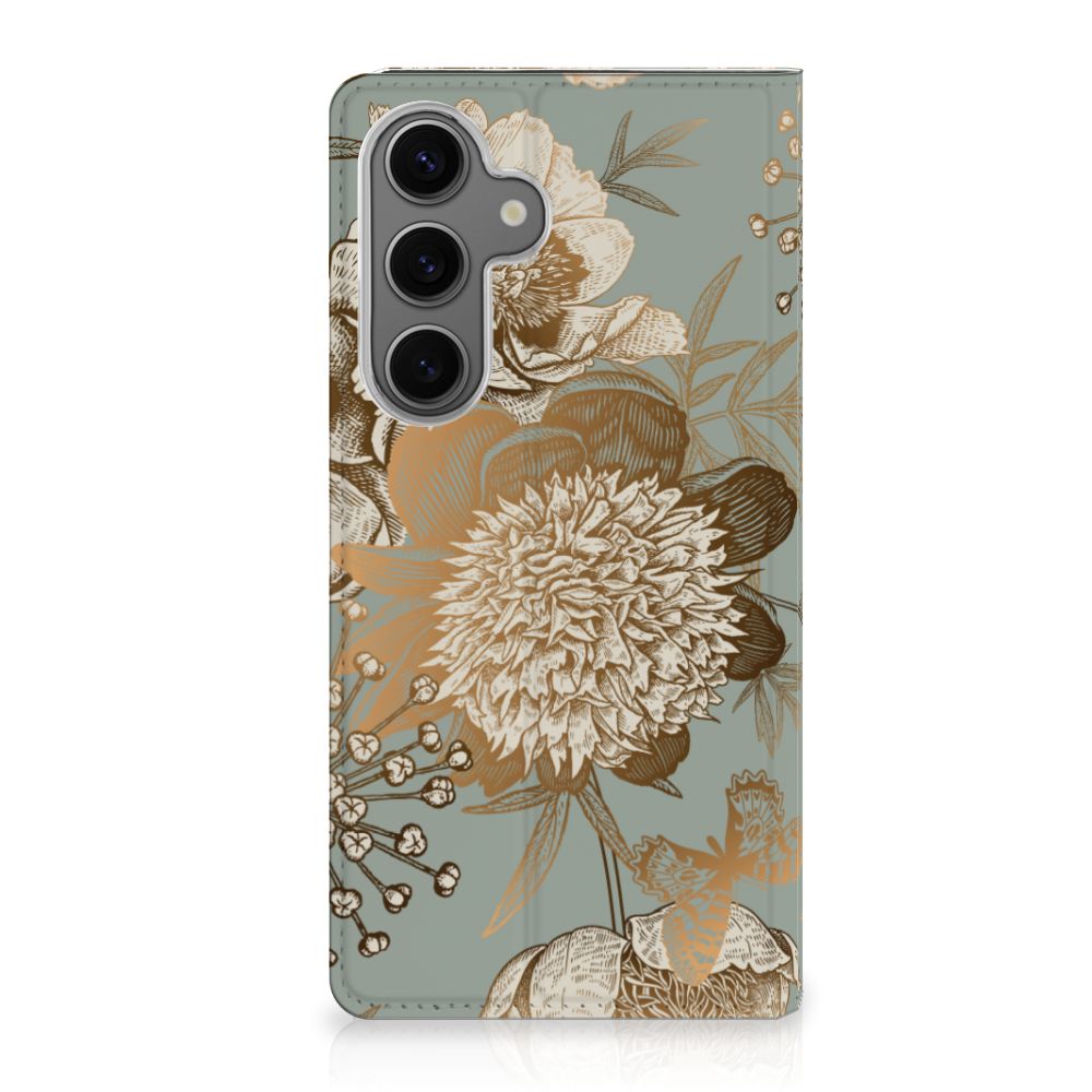 Samsung Galaxy S24FE Smart Cover Vintage Bird Flowers voorkant
