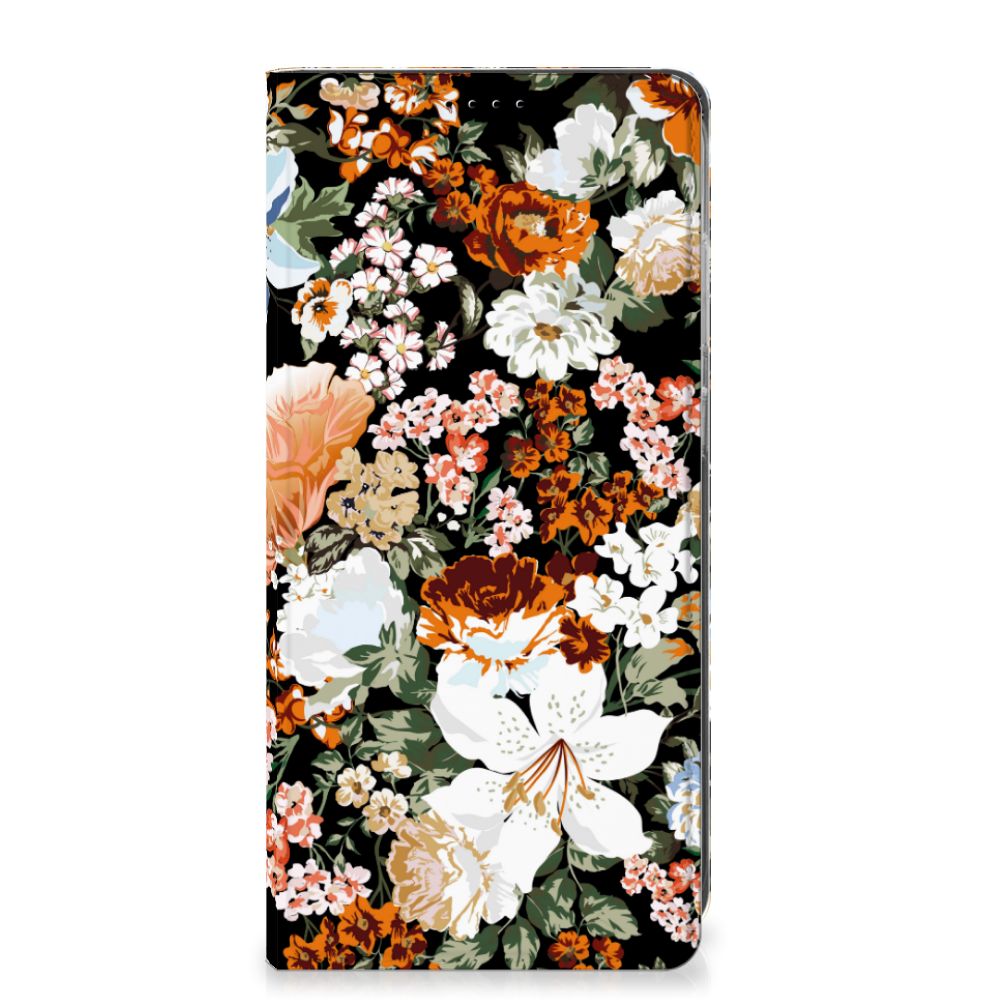 Samsung Galaxy S25 Plus Smart Cover Dark Flowers vooraanzicht