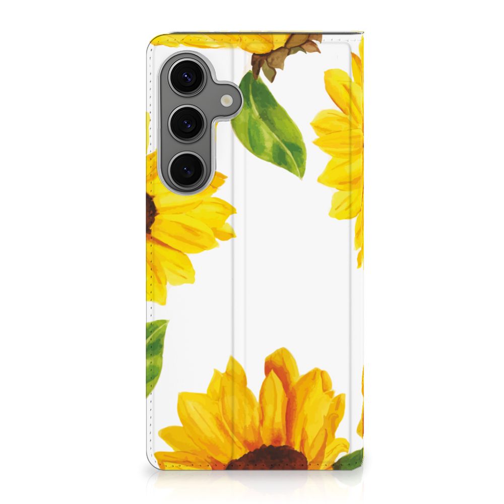 Samsung Galaxy S25 Plus Smart Cover Zonnebloemen voorkant