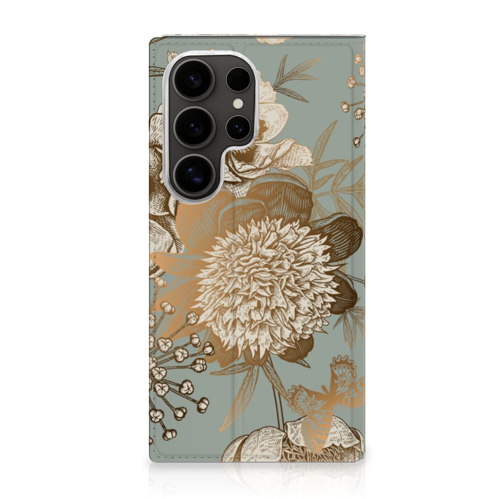 Samsung Galaxy S25 Ultra Smart Cover Vintage Bird Flowers voorkant