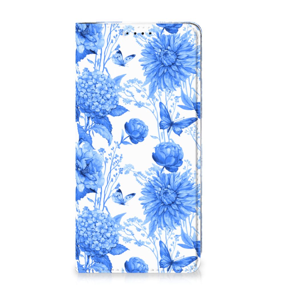 Samsung Galaxy S9 Smart Cover Flowers Blue voorkant