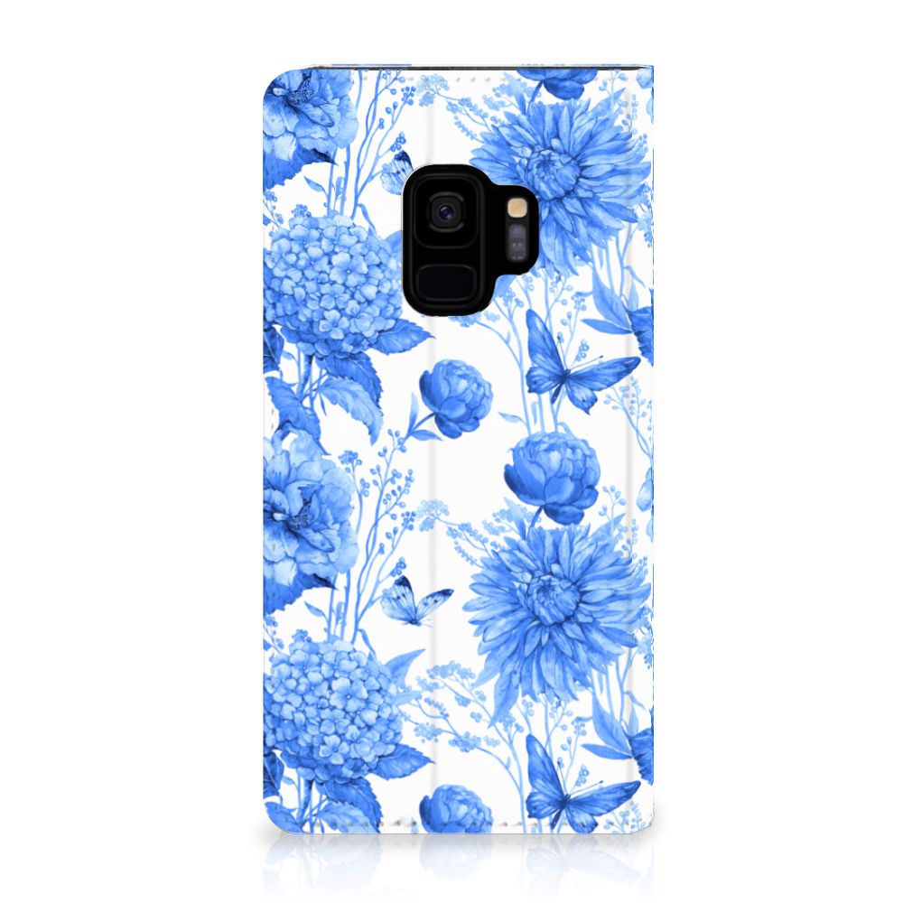 Samsung Galaxy S9 Smart Cover Flowers Blue voorkant