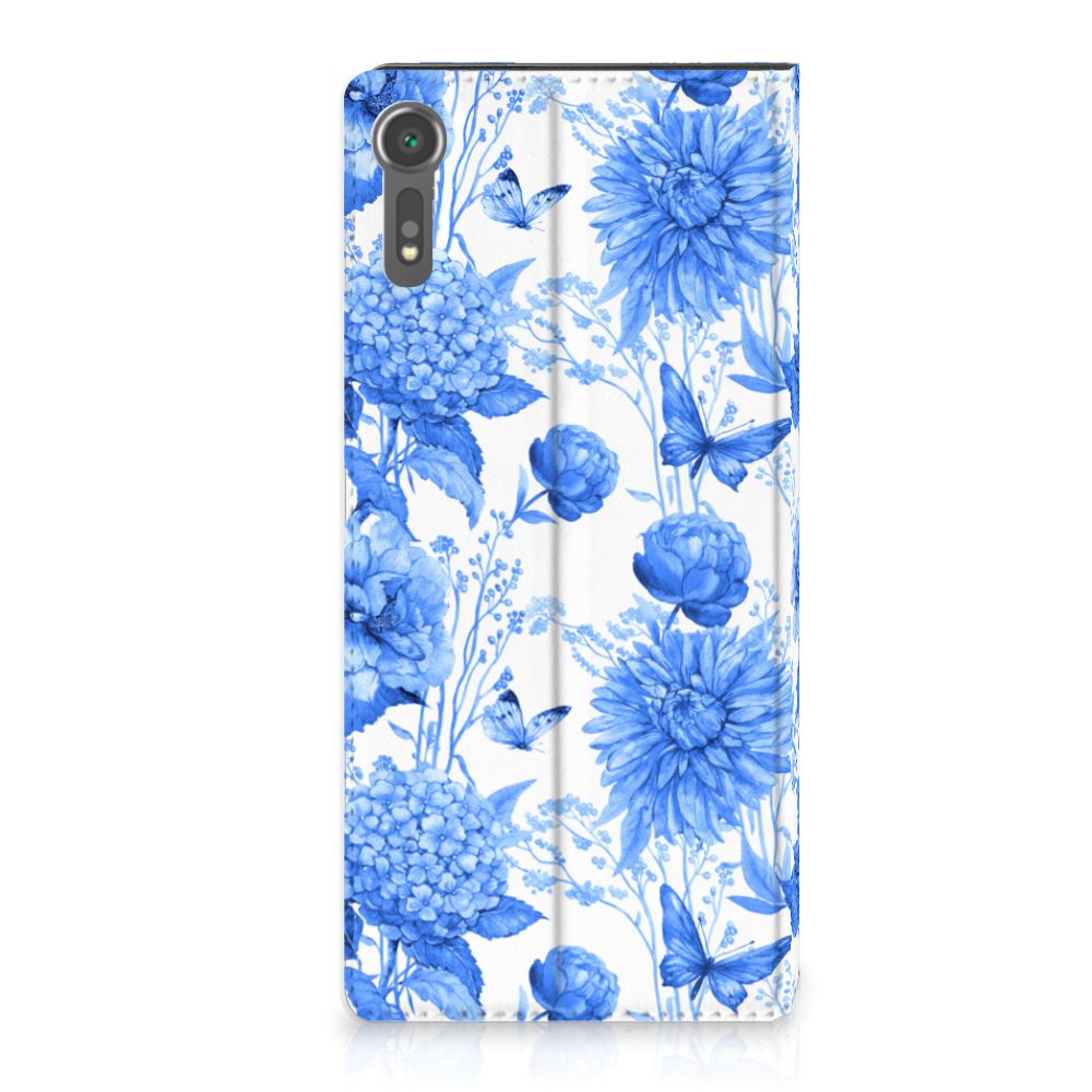 Sony Xperia XZ XZs Smart Cover Flowers Blue achterkant