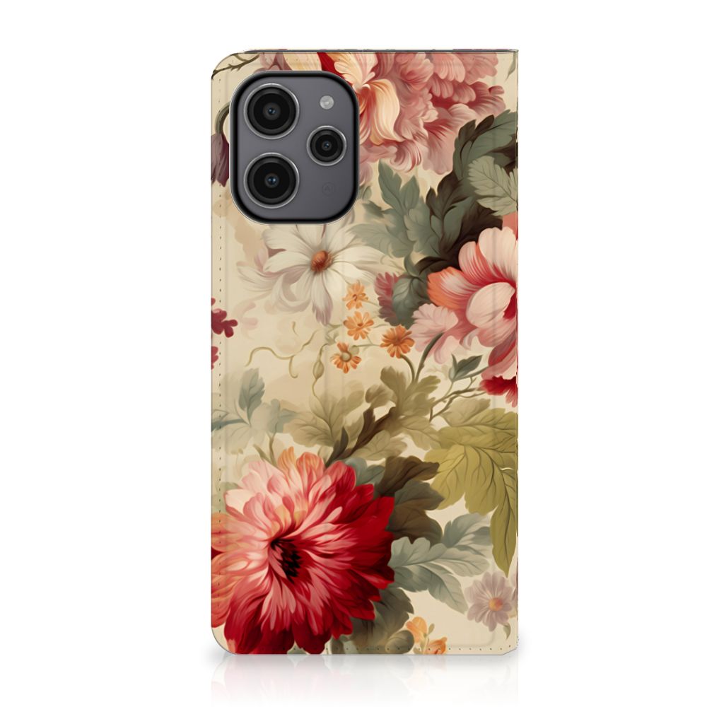 Smart Cover voor Xiaomi Redmi 12 4G Bloemen met romantische bloemenprint voor gebruiksgemak en bescherming 🌸